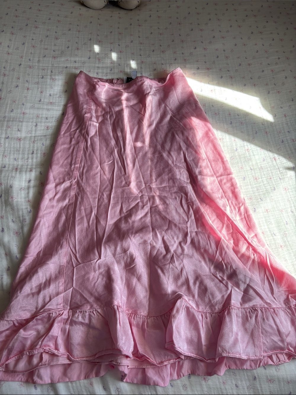 & Other Stories Pink A-Line Ruffle-Hem Skirt